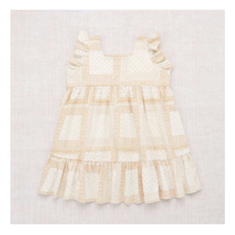 NWT Misha & Puff Ruffle Sleeve Dress in Winter Cream Patchwork Bandana Sz 7/8